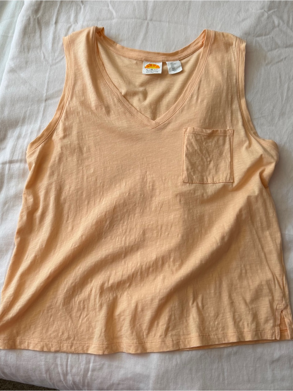 C&C California L Peach V-Neck Pocket Tank